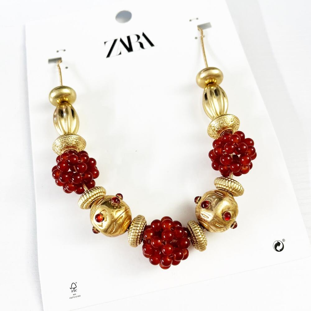 NEW Zara Combination Bead and Stone Necklace